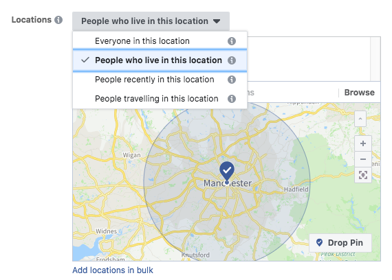 Facebook Ads Location Selection