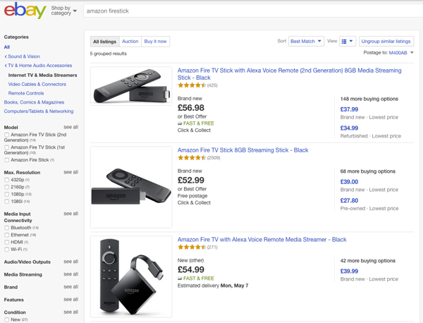 eBay's new Shop by Product search results pages