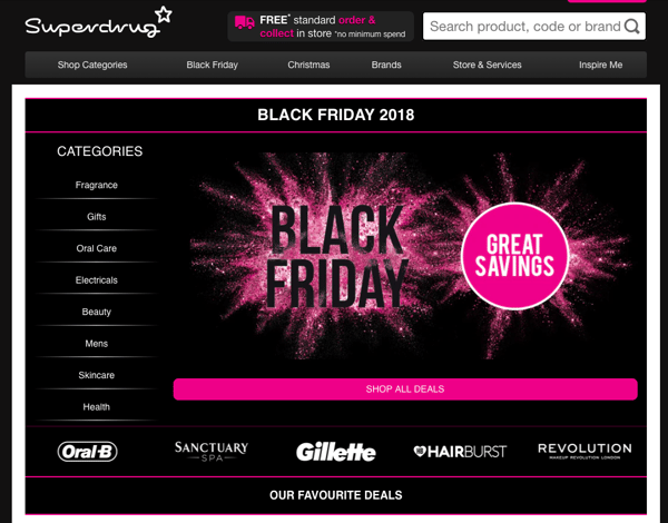 Superdrug Black Friday Page