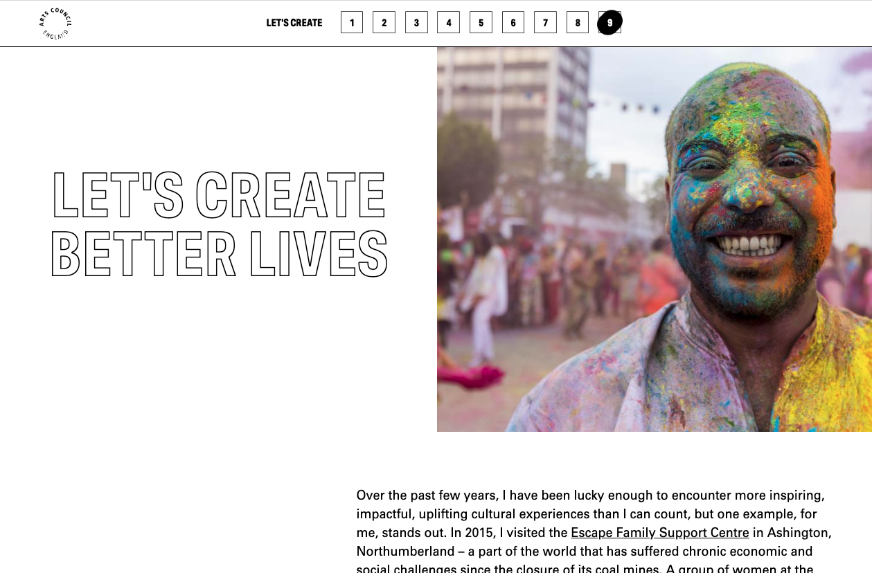 Arts Council 'Lets' Create' Website