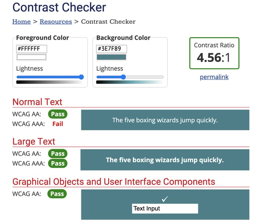 Web Aim Contrast Checker