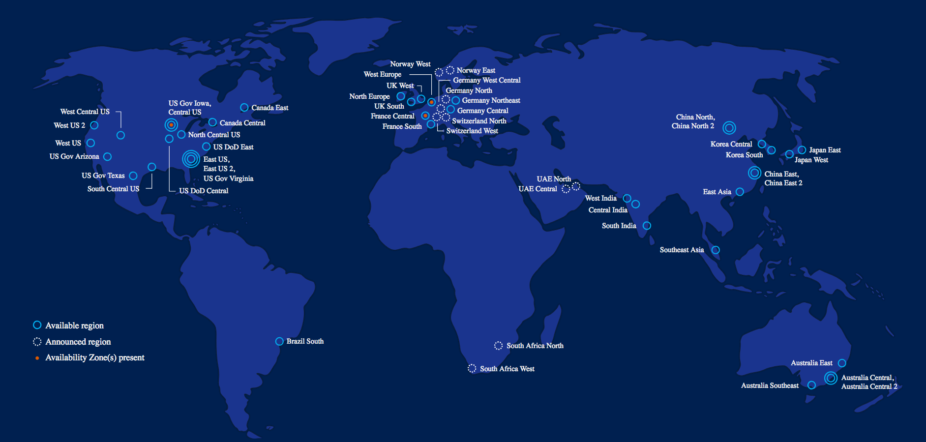 Azure world map