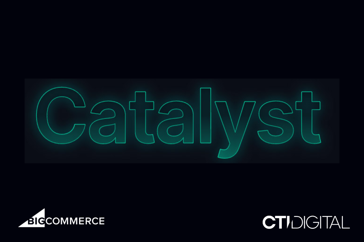 Catalyst by BigCommerce logo on a black background
