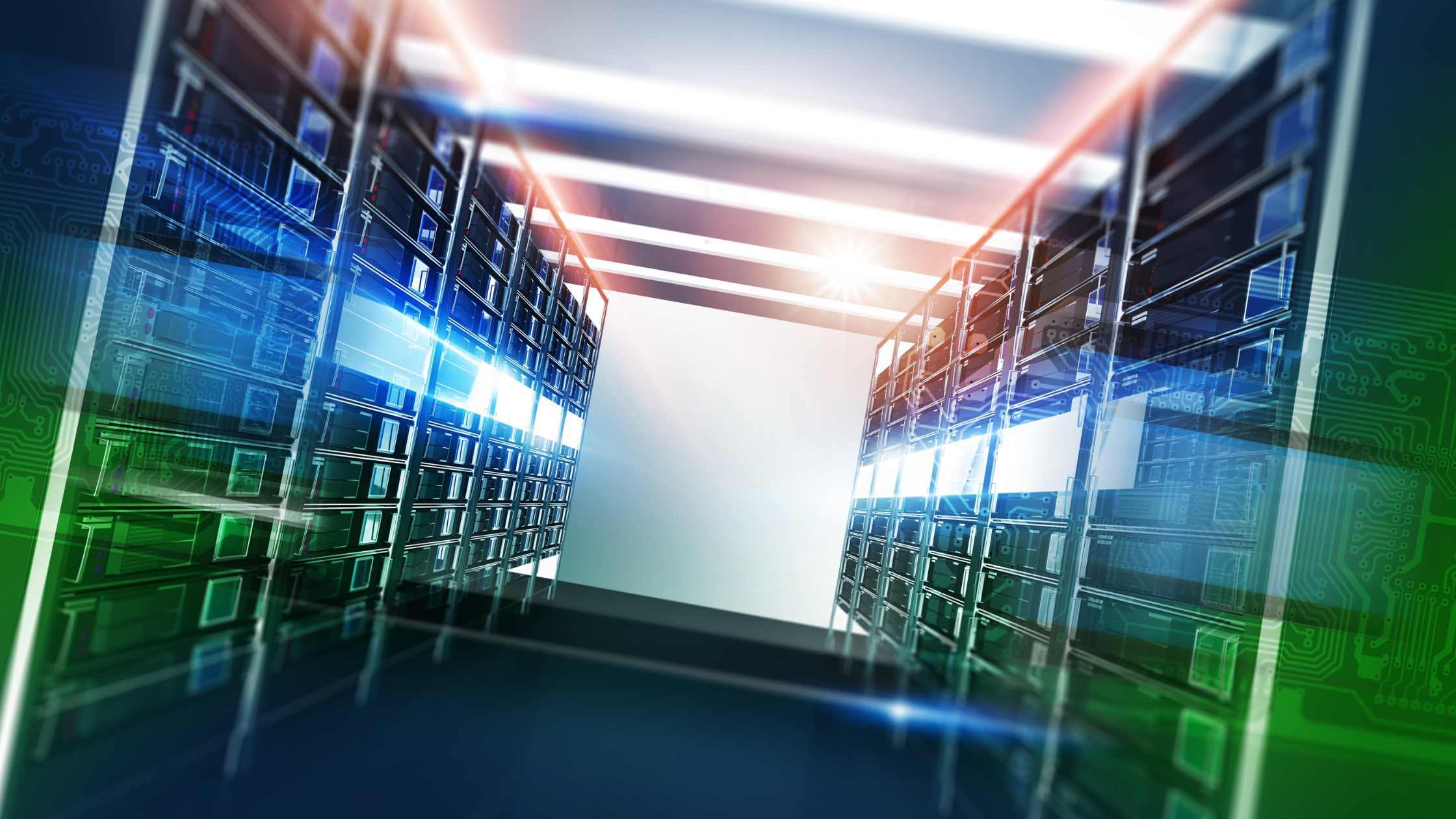 a row of on-premise servers