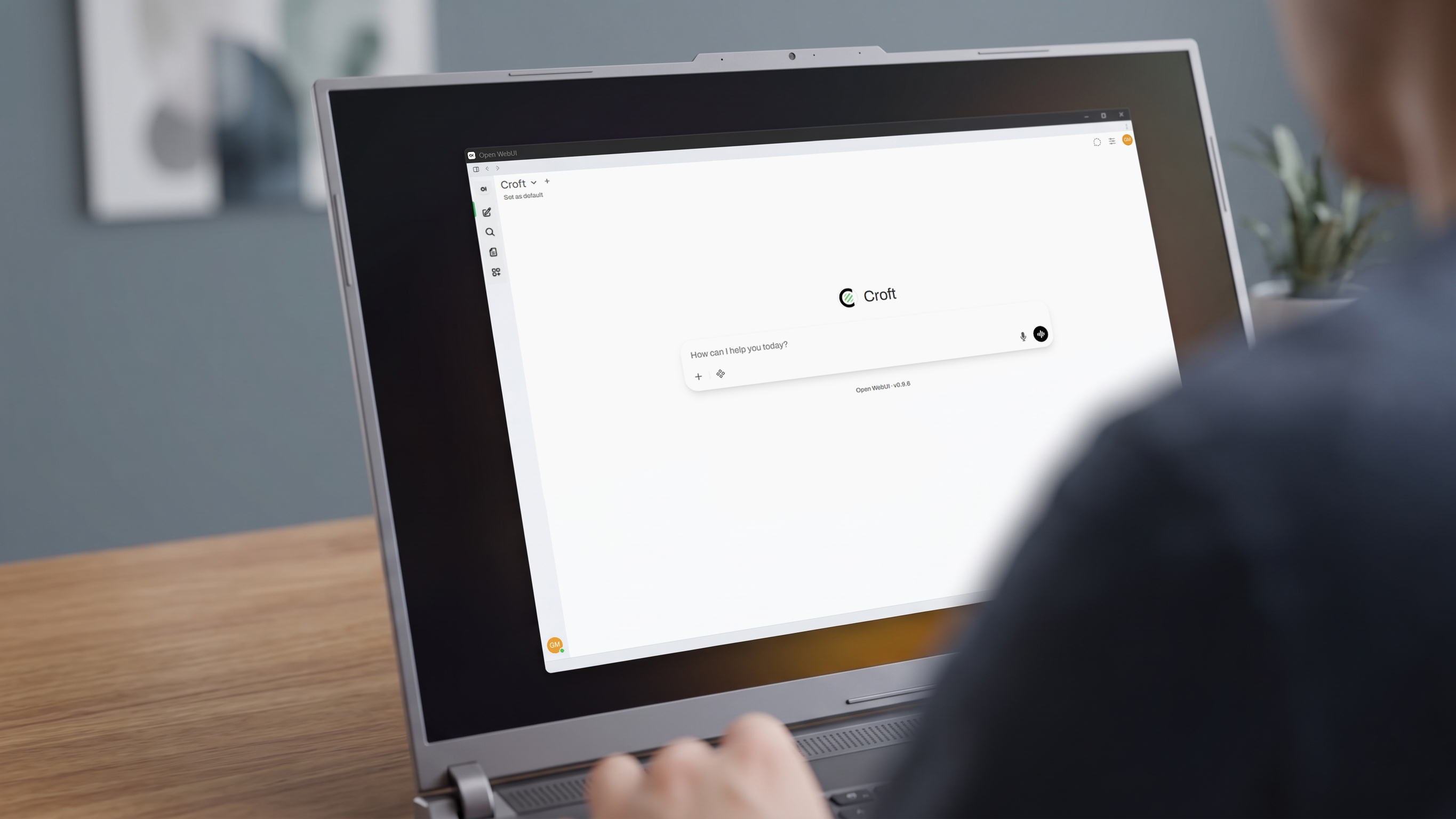Croft private AI platform interface on a laptop screen